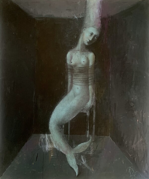 Mermaid in the Dark Painting, 25.6x21.3 in