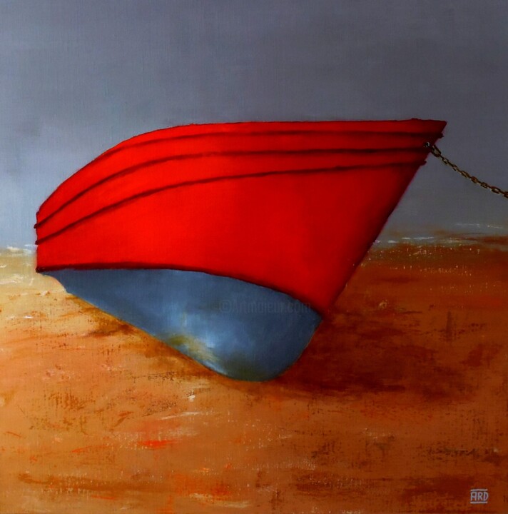 Pintura titulada "Barque à l'échouage" por André Robert Deschamps, Obra de arte original, Acrílico