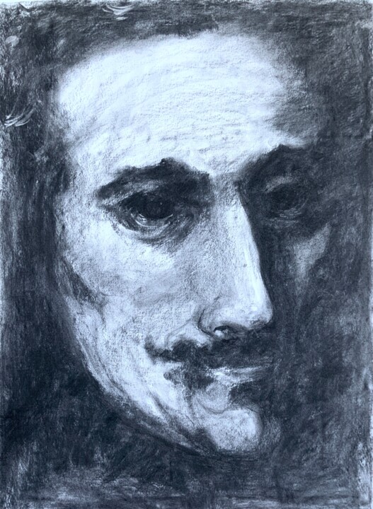 Silent Gaze - charcoal portrait 图画, 29.5x21.6 in