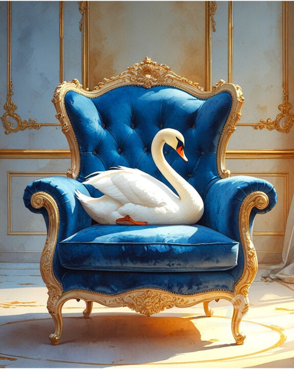 05-Animals on the couch. Swan 数字艺术