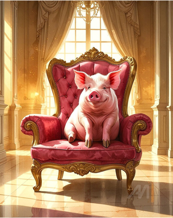 11-Animals on the couch. Piggy 数字艺术