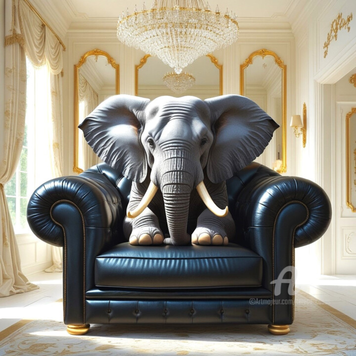 14-Animals on the couch. Elephant 数字艺术