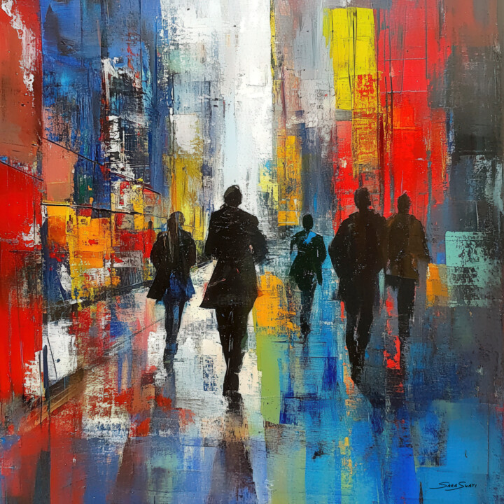 Arts numériques intitulée "Group of People" par Sara Swati, Œuvre d'art originale, Image générée par l'IA Monté sur Châssis…