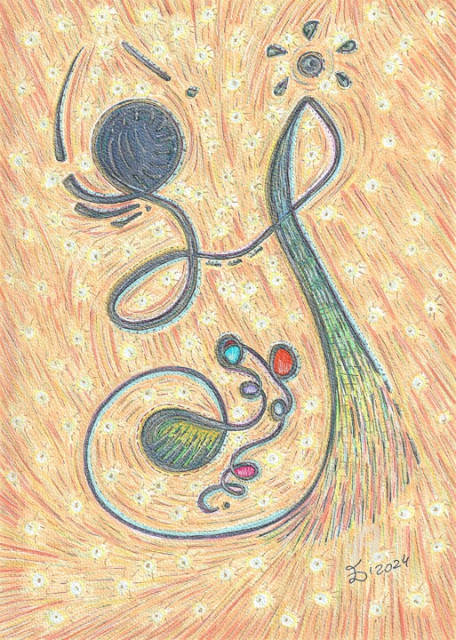 Painting titled "Magician II" by Ewa Dura, Original Artwork, Marker