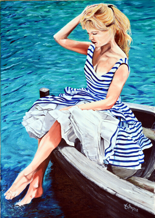 BB on a boat 绘画, 25.6x18.1 in