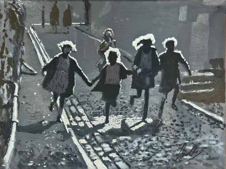 Children Playing 绘画, 11.8x15.8 in