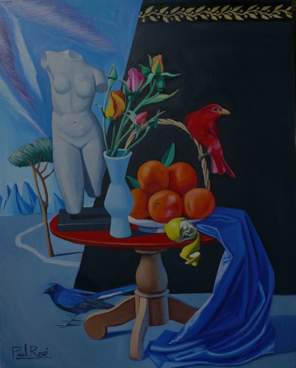 Painting titled "Still-Life With Red…" by Paul Rossi, Original Artwork, Oil