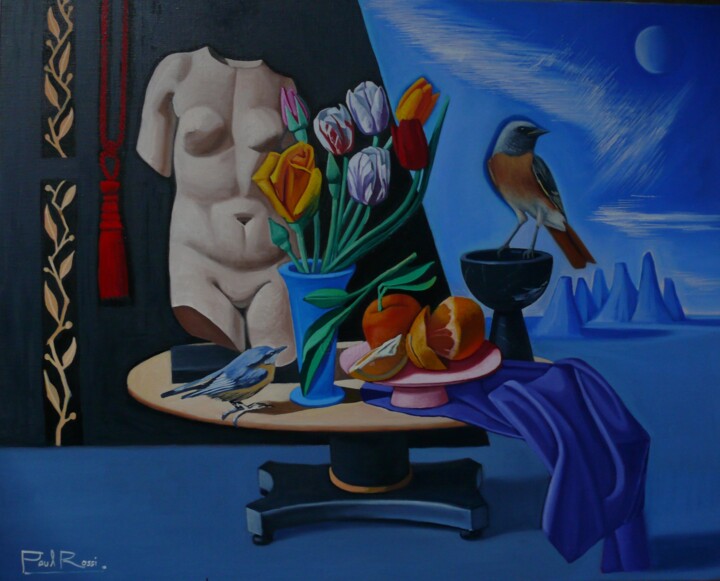 Painting titled "Still-Life with Rom…" by Paul Rossi, Original Artwork, Oil