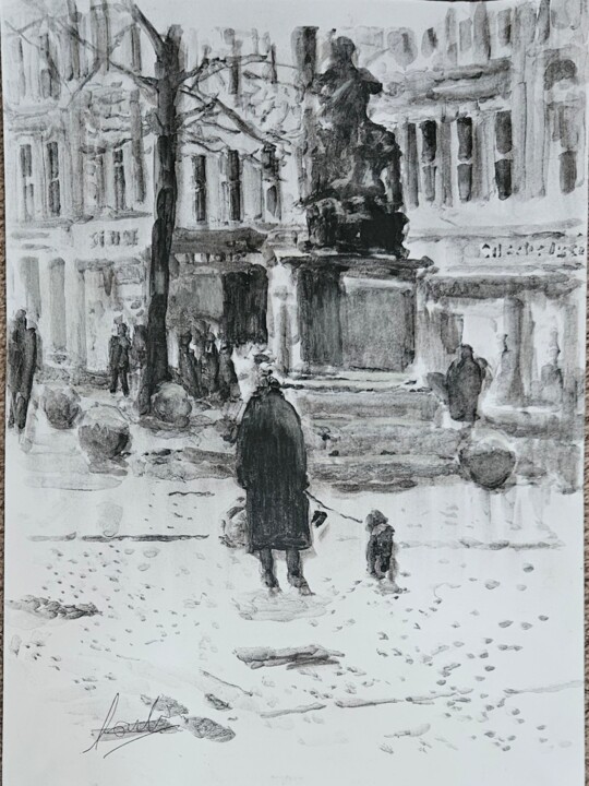 Study - Statue Schilderij, 16,5x11,8 in