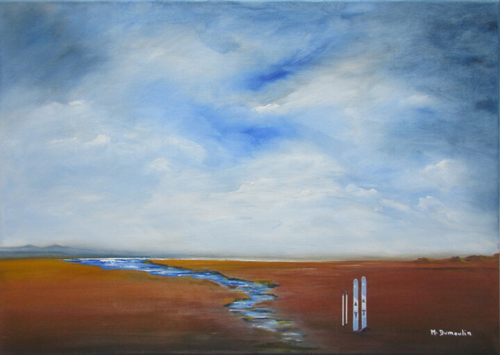 Schilderij getiteld "" L'INVISIBLE "" door Martial Dumoulin, Origineel Kunstwerk, Olie Gemonteerd op Frame voor houten branc…