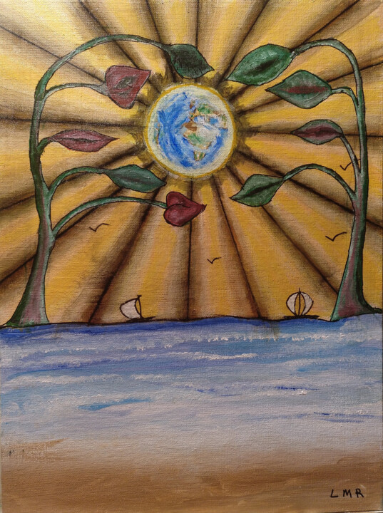 El abrazo de la tierra. 绘画, 15.8x11.8 in