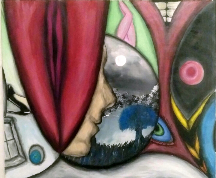 El espejo de lo invisible. 绘画, 23.6x27.6 in