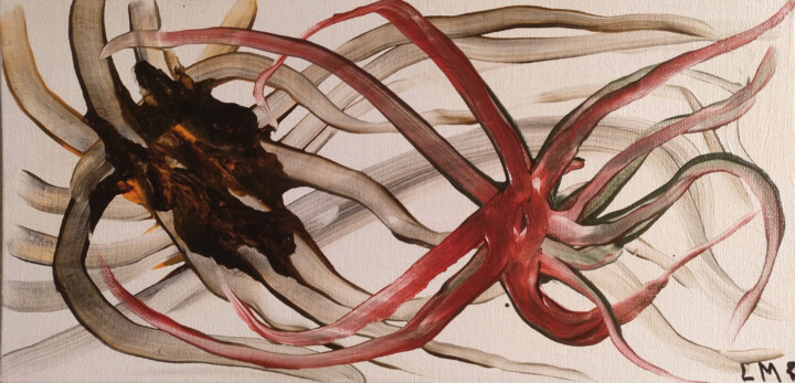 Conexiones invisibles. 绘画, 7.9x15.8 in