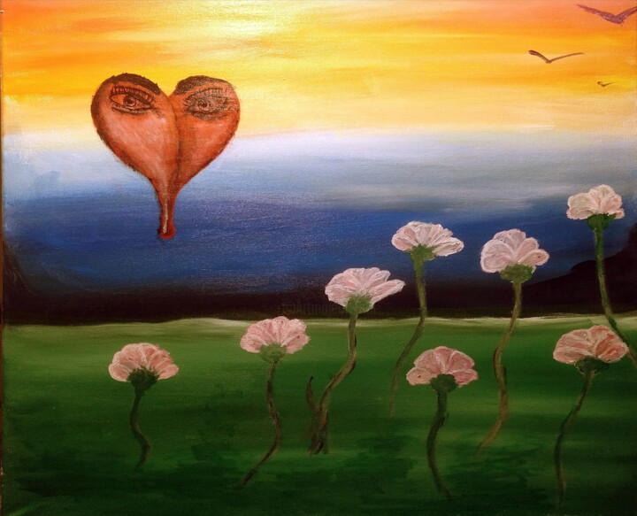 Corazón vigilante. 绘画, 23.6x27.6 in