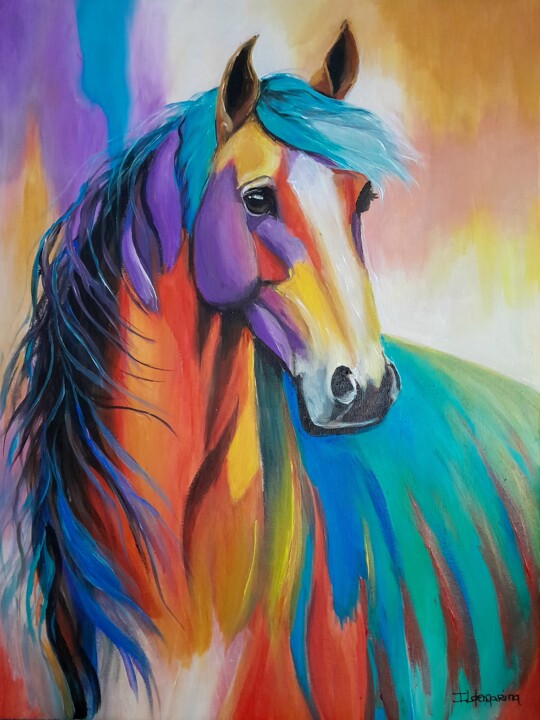 Painting titled "Arco-Íris Selvagem" by Ildemarina Rodrigo, Original Artwork, Acrylic