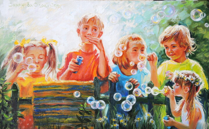 印花与版画 标题为“Soap bubbles. Art p…” 由Simanolya, 原创艺术品, 颜料