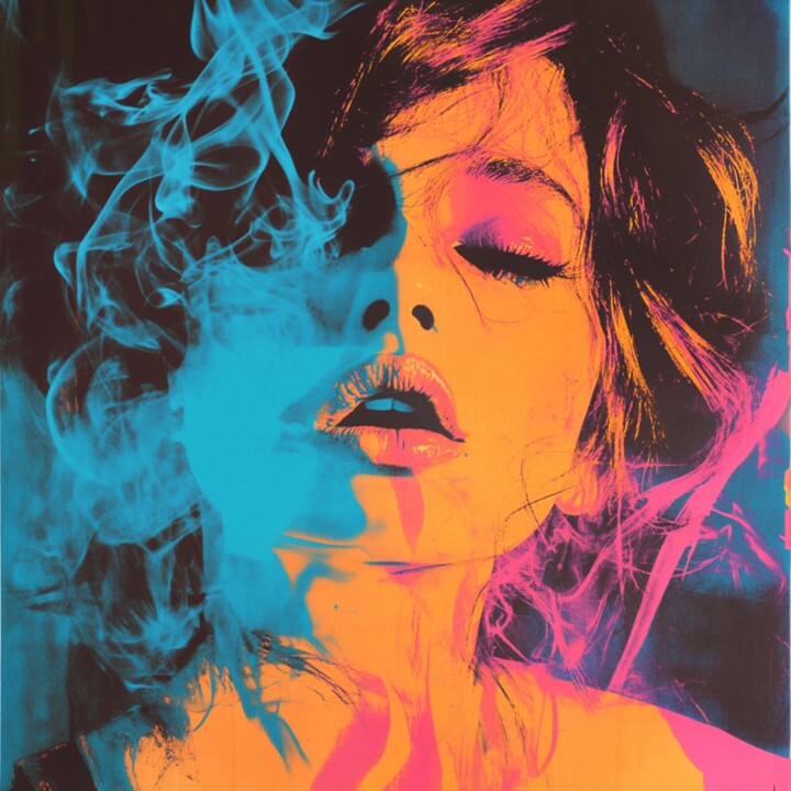 Painting titled "SMOKING NIGHT" by Claudia Sauter (Poptonicart), Original Artwork, Acrylic