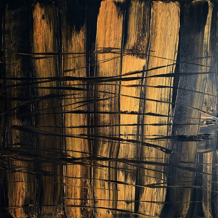 Time Memory Outrenoir in Gold and Black 绘画, 19.7x19.7 in