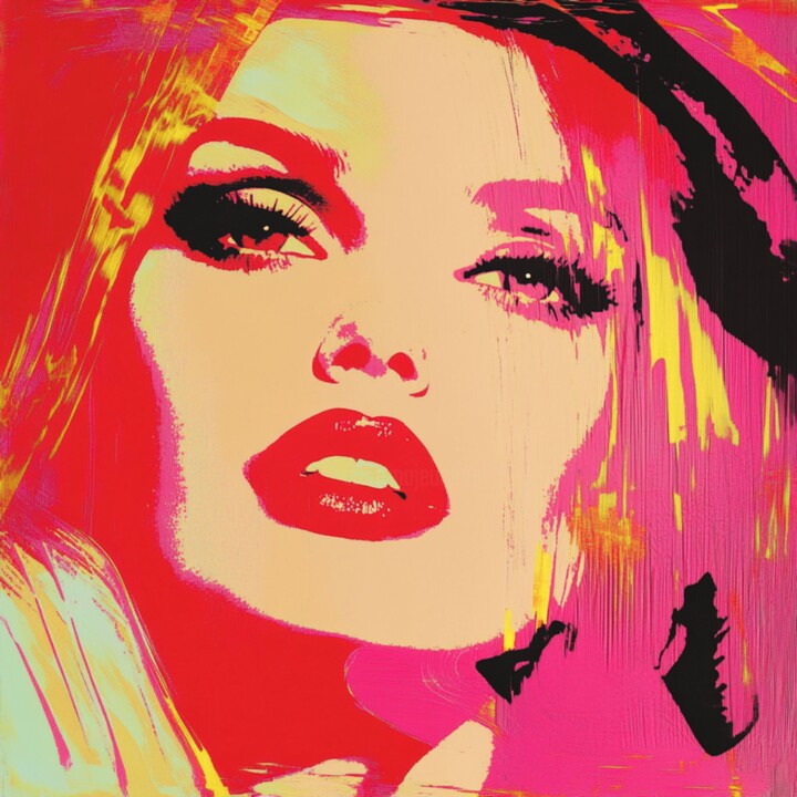 Painting titled "PINK ORANGE BEAUTY" by Claudia Sauter (Poptonicart), Original Artwork, Acrylic