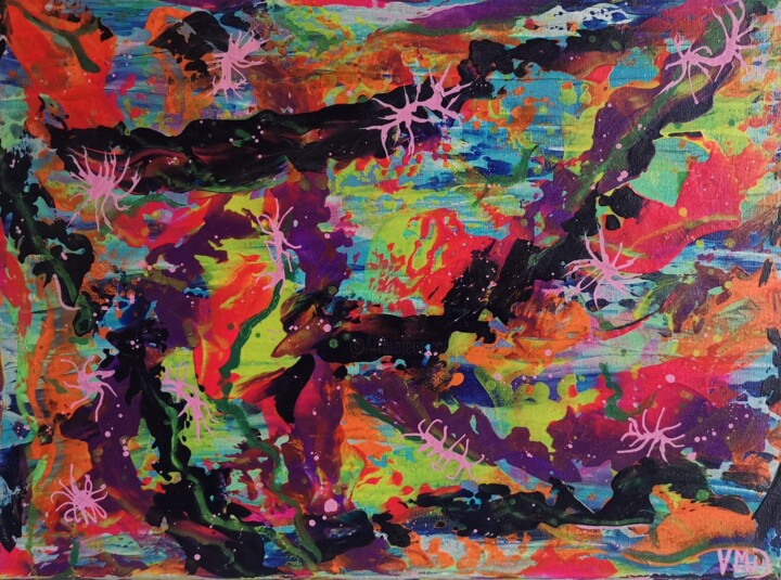 Malerei mit dem Titel "Pulsar" von Veronika M. Dutz, Original-Kunstwerk, Acryl Auf Keilrahmen aus Holz montiert