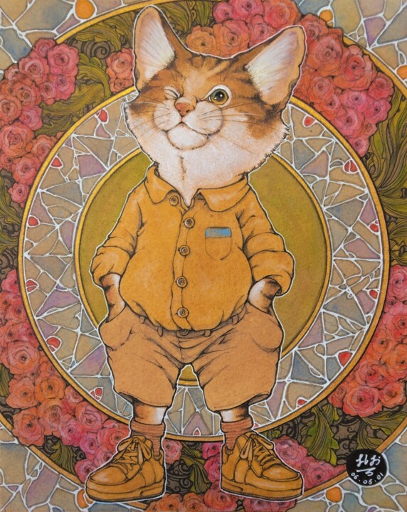 Peinture intitulée "ポケットの中は夢" par Yoshiotetsu, Œuvre d'art originale, Acrylique