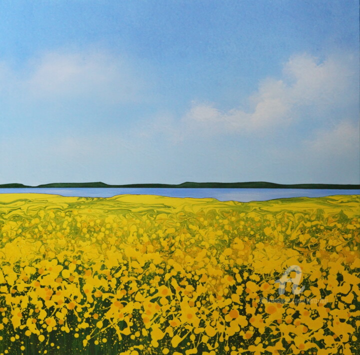 "The Silence of Blooming Fields" Malerei, 35,4x35,4 in