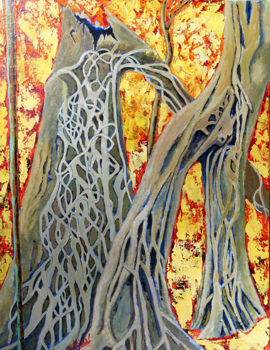Painting titled "structure (2)" by Gérard Michel, Original Artwork, Acrylic Mounted on Wood Stretcher frame