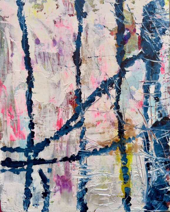 Schilderij getiteld "Sanddorn" door Christoph Scholz, Origineel Kunstwerk, Acryl Gemonteerd op Houten paneel
