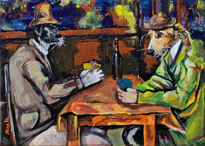 Doggy Card Masters 绘画, 9.8x13.8 in