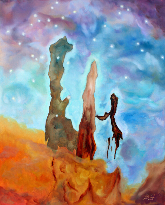 Painting titled "Pillars of Creation" by Asya Ignatova, Original Artwork, Oil
