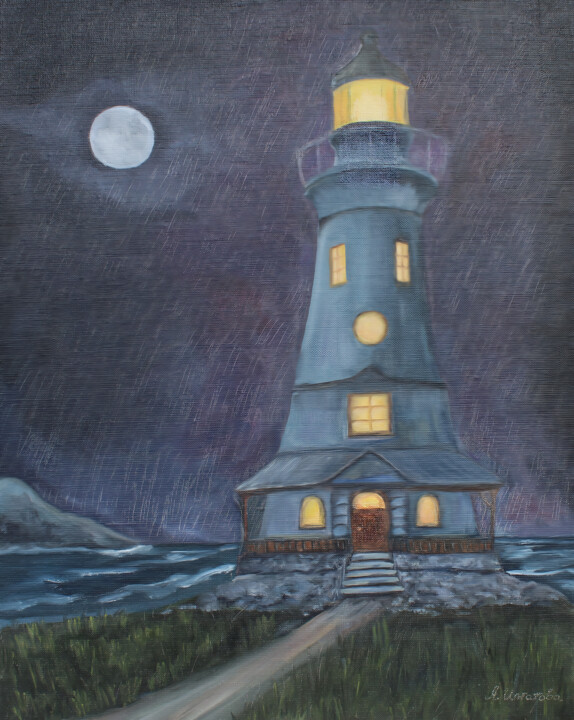 Painting titled "The Lighthouse" by Asya Ignatova, Original Artwork, Oil