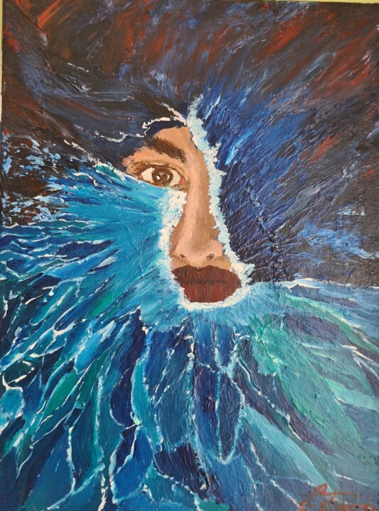 Self-Baptism 绘画, 15.8x11.8 in