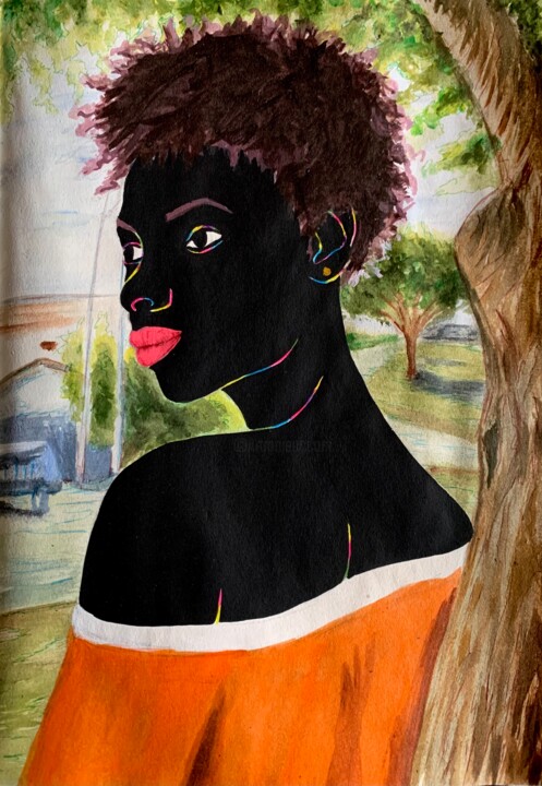 Painting titled "In the shade of bec…" by Esther Oyeyemi, Original Artwork, Acrylic