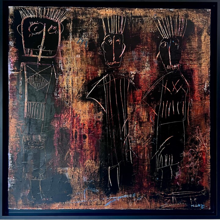 Painting titled "Circonspection" by Virginie Munch, Original Artwork, Acrylic Mounted on Wood Stretcher frame