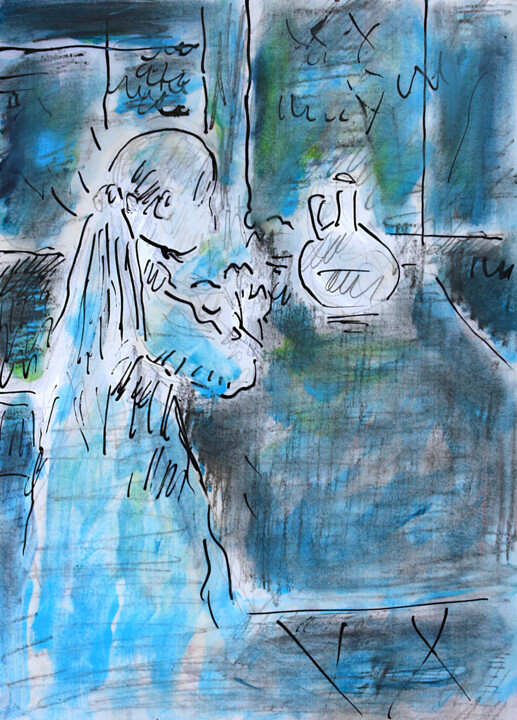 绘画 标题为“Dans la véranda d'a…” 由Jean Mirre, 原创艺术品, 油