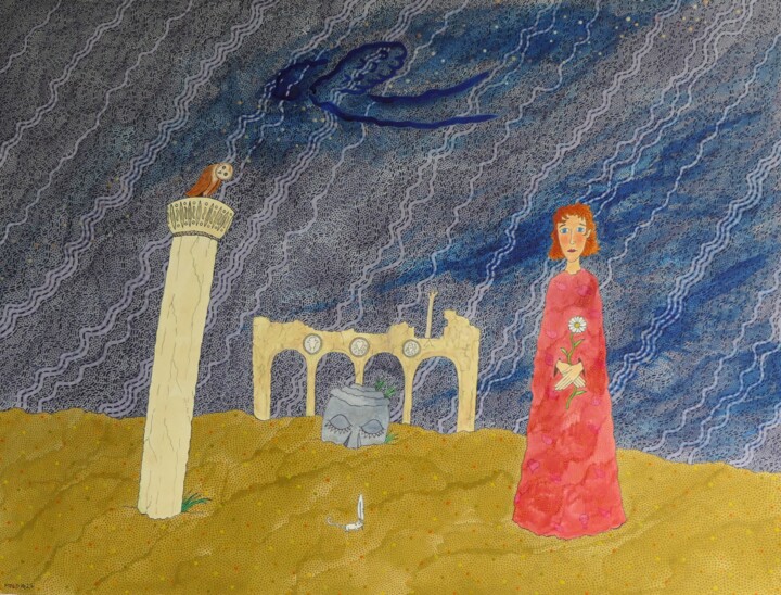 Ruine de rêve, rêve en ruine, rêve de ruine ? Peinture, 19,7x25,4 in