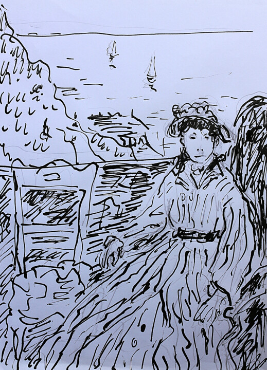 La terrasse d'après Berthe Morisot Resim, 11,8x8,3 in