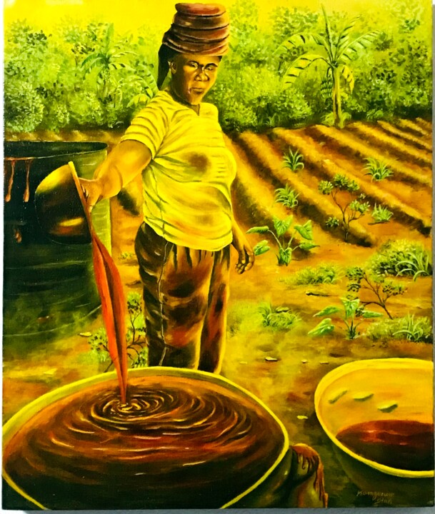 Painting titled "Métaphore de la tra…" by Stéphane Lionnel Komgueum, Original Artwork, Acrylic Mounted on Wood Panel