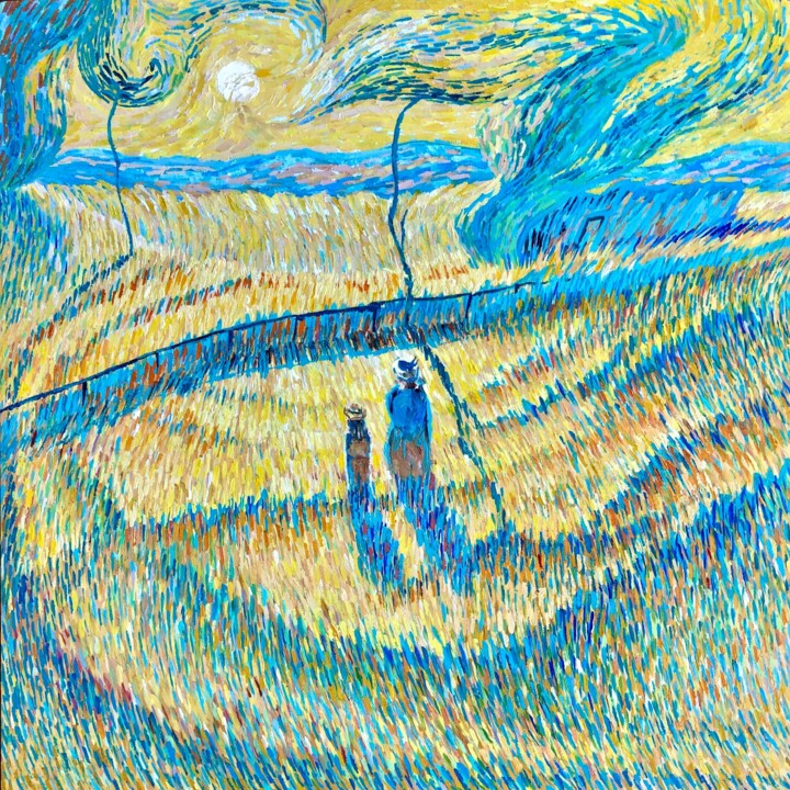 Painting titled "Silent Conversation…" by Aligadzhi Magomedov, Original Artwork, Oil Mounted on Wood Panel