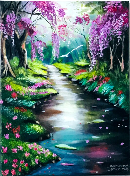 Painting titled "Nature morte" by Stéphane Lionnel Komgueum, Original Artwork, Acrylic Mounted on Wood Panel