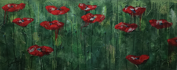 SERIE AMAPOLAS 00016 拼贴, 23.6x59.1 in