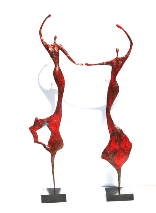 Sculpture intitulée "Ballet rouge" par Vanessa Renoux, Œuvre d'art originale, Métaux