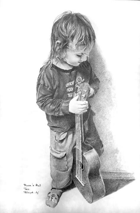 Painting titled "Rock'n roll. Тео." by Boytsov, Original Artwork, Charcoal