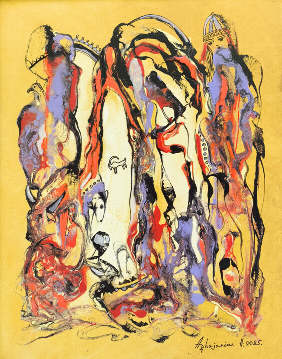 Symbols in Fire and Gold 绘画, 15.8x11.8 in