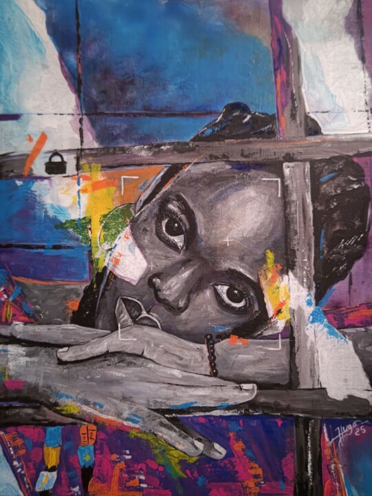 Les portes fermées 绘画, 31.5x23.6 in