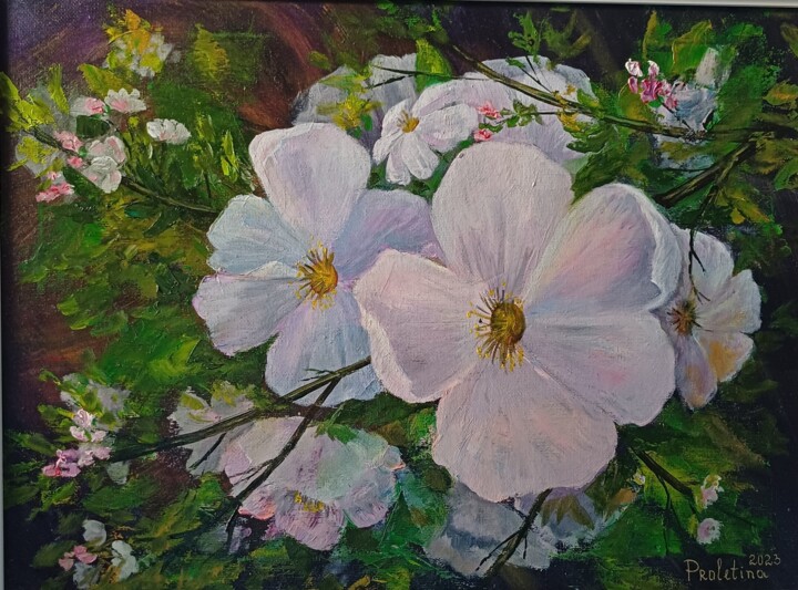 Painting titled "Colors of the spring" by Proletina Toteva, Original Artwork, Oil Mounted on Metal