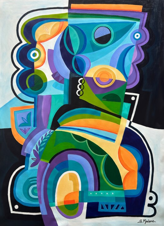 Painting titled "Split Personalities" by Samantha Malone, Original Artwork, Acrylic