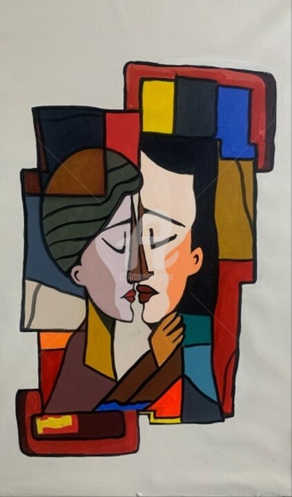 Painting titled "Fragmented Embrace:…" by Ashok Jadav, Original Artwork, Acrylic