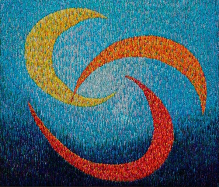 Autumn embroidery paining 섬유 예술, 7.9x7.9 in