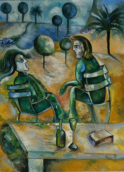 Afternoon in the Garden 绘画, 55.1x47.2 in